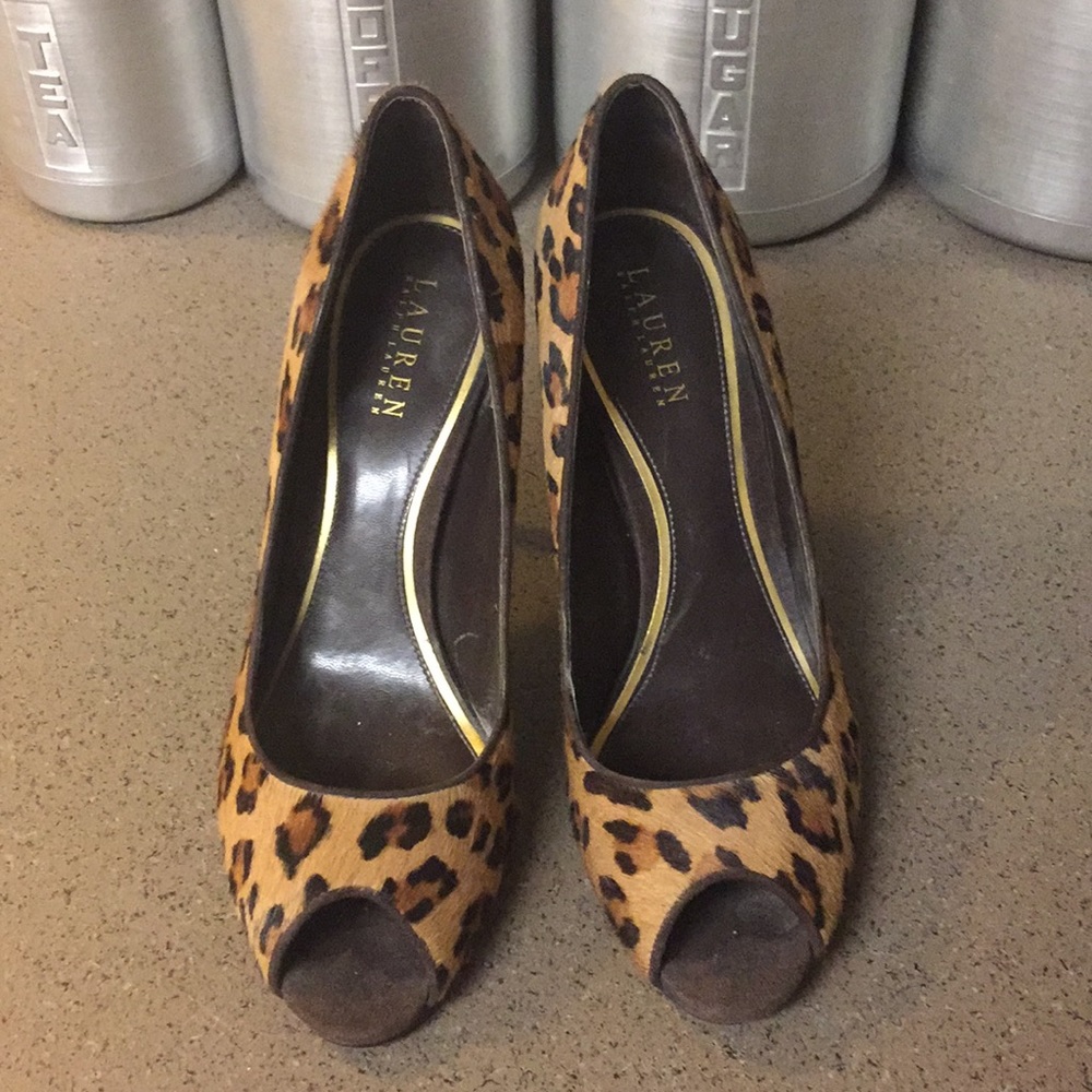 RLR leopard pony fur pumps